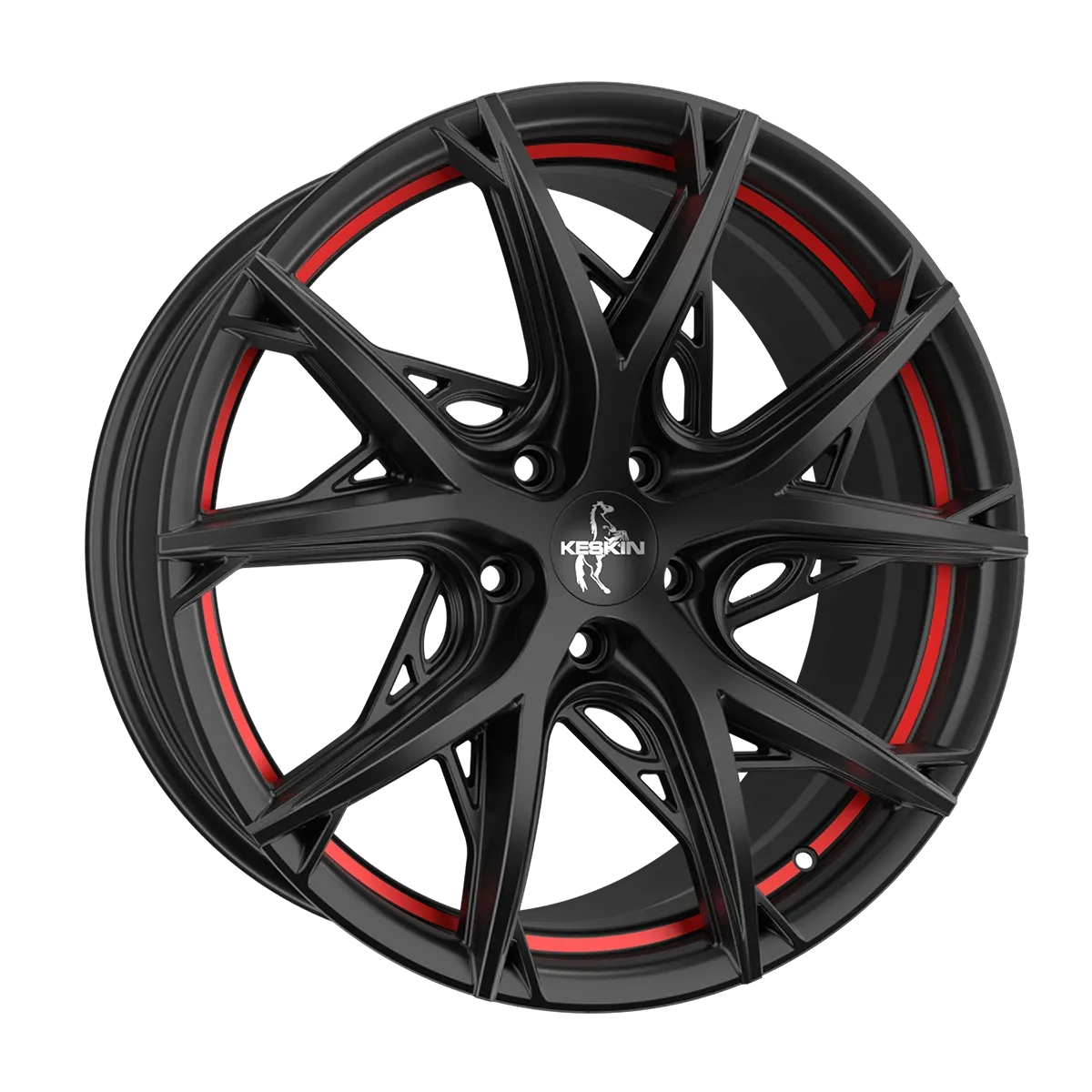 KESKIN KT24 hliníkové disky 8,5x19 5x114,3 ET35 BLACK PAINTED RED INSIDE