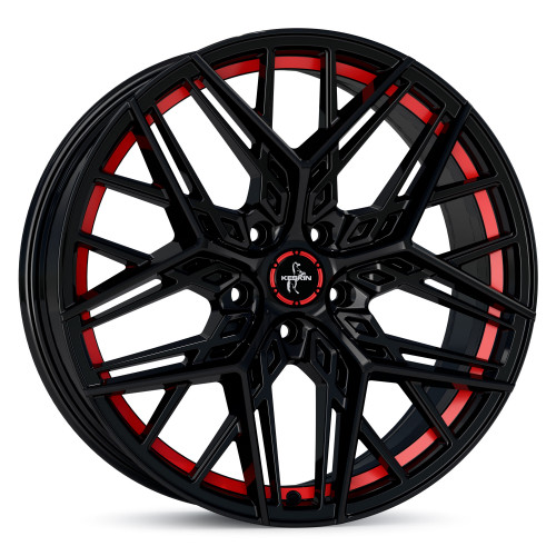 KESKIN KT25 hliníkové disky 8,5x20 5x114,3 ET45 BLACK PAINTED RED INSIDE