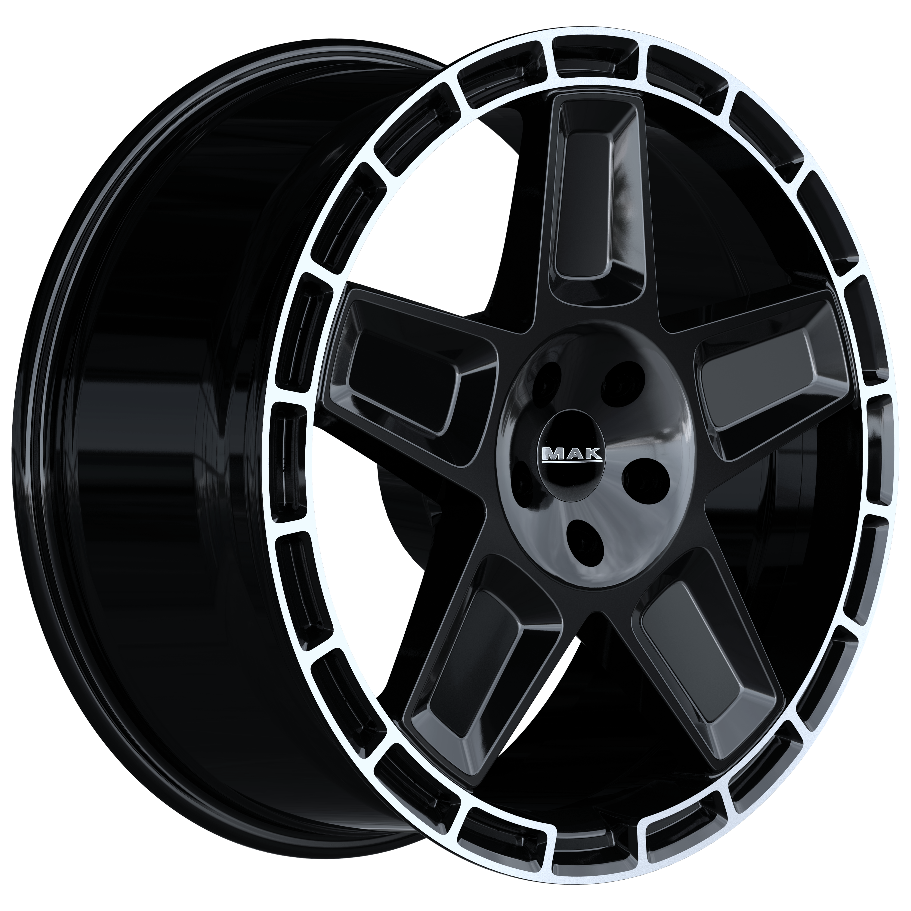 MAK TREK hliníkové disky 9x20 5x130 ET25 GLOSS BLACK MIRROR RING