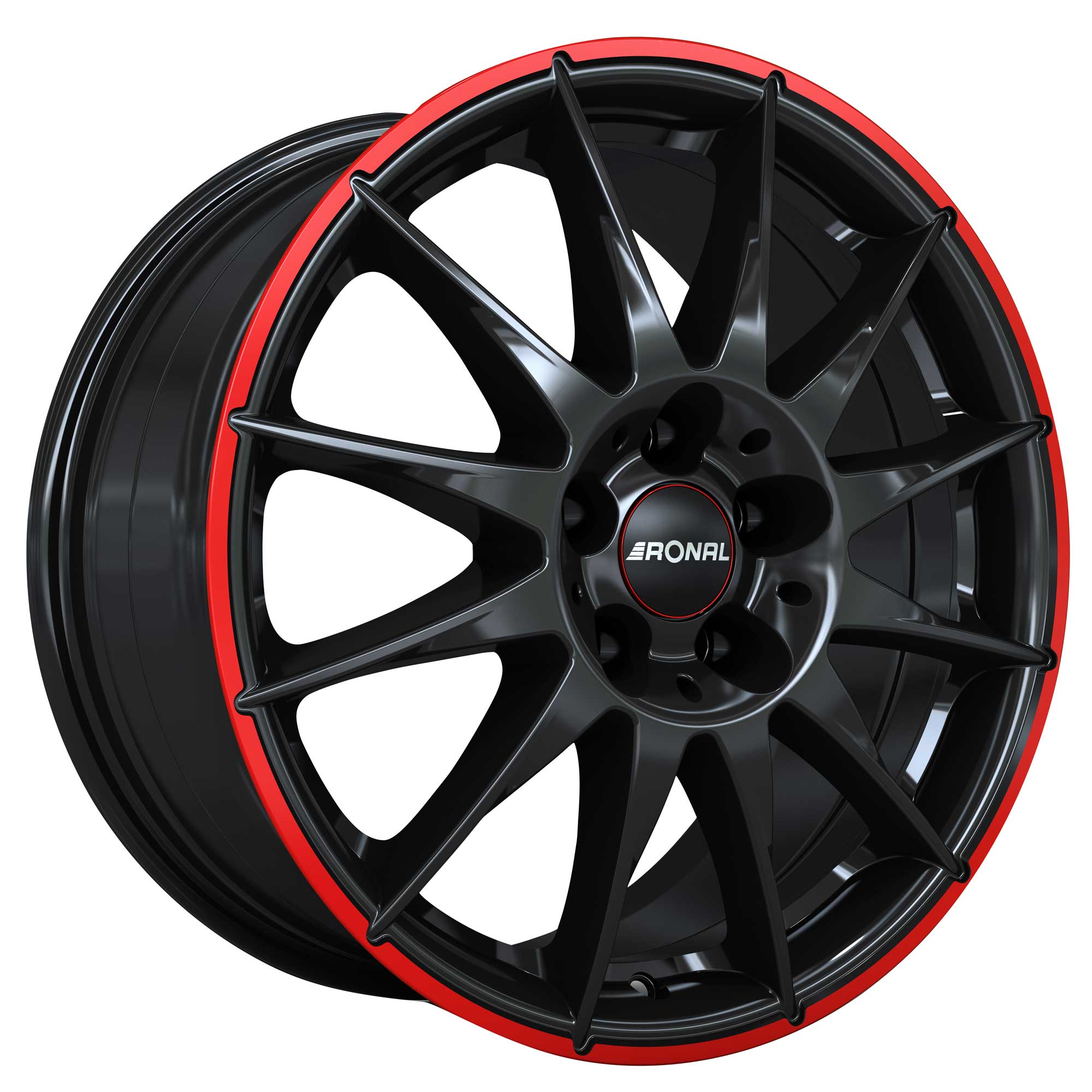 RONAL R54 MCR hliníkové disky 7x16 4x98 ET35 JETBLACK-RED RIM