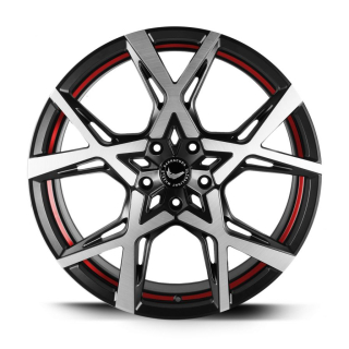 BARRACUDA PROJECT X hliníkové disky 10x22 5x114,3 ET40 Black brushed Surface undercut Trimline red