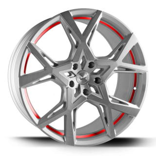 BARRACUDA PROJECT X hliníkové disky 10x22 5x108 ET40 Silver-brushed-Surface undercut Trimline red