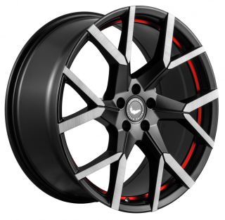 BARRACUDA TZUNAMEE EVO hliníkové disky 8x18 5x108 ET40 Dark Gunmetal brushed undercut Trimline red