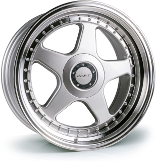 DARE MOTORSPORT F5 hliníkové disky 7,5x17 4x100-4x108 ET35 Silver Polished Lip
