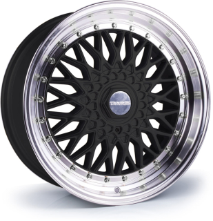 DARE MOTORSPORT RS hliníkové disky 7,5x17 4x100-108 ET35 Gloss Black Polished / Chrome Rivets