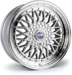 DARE MOTORSPORT RS hliníkové disky 8x16 4x100-4x108 ET25 Silver Polished / Chrome Rivets
