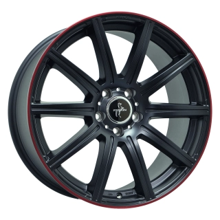 KESKIN KT16 hliníkové disky 9,5x19 5x112 ET45 MATT BLACK LIP RED