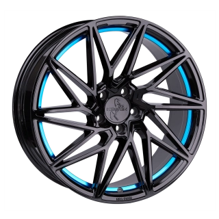 KESKIN KT20 hliníkové disky 8x18 5x112 ET30 BLACK PAINTED BLUE INSIDE