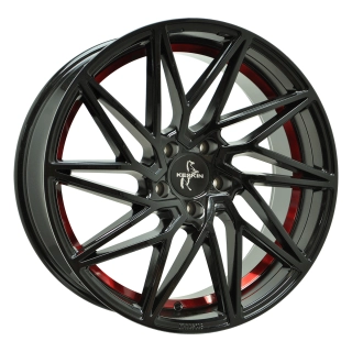 KESKIN KT20 hliníkové disky 8x18 5x112 ET30 BLACK PAINTED RED INSIDE