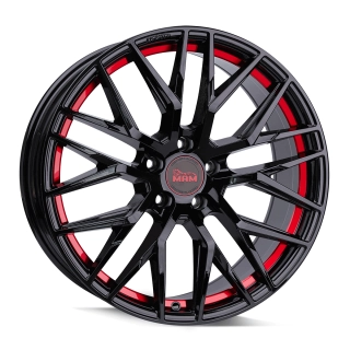 MAM RS4 hliníkové disky 8x18 5x120 ET35 BLACK PAINTED RED INSIDE