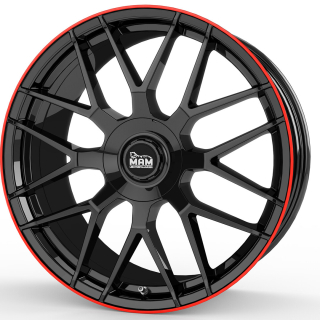MAM GT1 hliníkové disky 8x18 5x100 + 112 ET45 BLACK PAINTED LIP RED