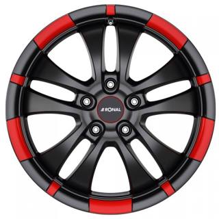 RONAL R59 MCR hliníkové disky 7x16 4x108 ET25 JETBLACK-MATT-RED RIM