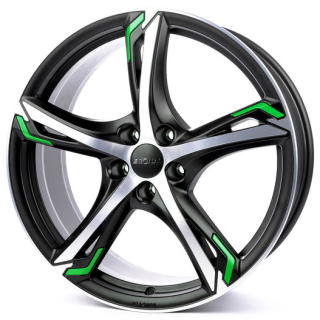 RONAL R62 Green hliníkové disky 7,5x17 5x108 ET55 JETBLACK-MATT-FRONTKOPIERT
